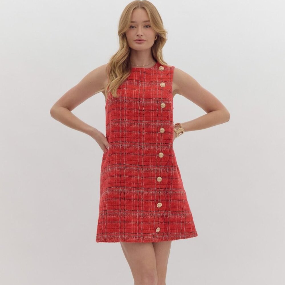 Red Tweed Mini Dress